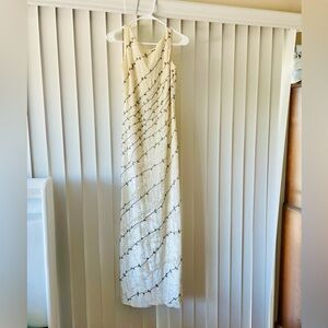Vintage Ivory Kay Unger sleeveless velvet maxi dress with beading details- 6